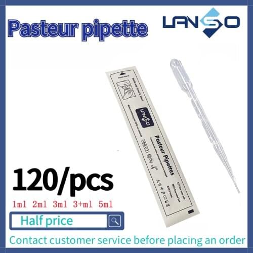 120pcs Pasteur pipette 1ml sterile PE individually packaged pipette Plastic dropper Pasteur straw Experimental straw