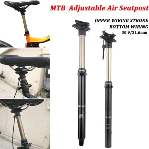 MTB Dropper Seatpost Adjustable Suspension Seat Post 30.9/31.6mm 440mm Internal Routing External Cable Remote 125mm Travel Seat