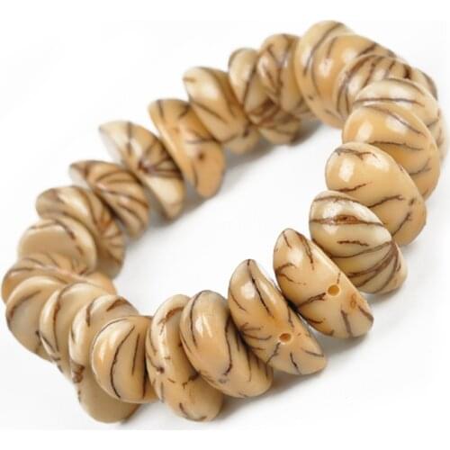 12x15mm Gold-line Bodhi Seeds Semicircle Beads Tibetan Buddhism Bracelet