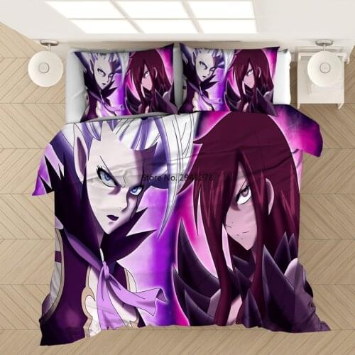 FAIRY TAIL Anime Bedding Set Duvet Covers Pillowcases Bed Set Cartoon Comforter Bedding Sets Bedclothes Bed Linen (NO Sheet)