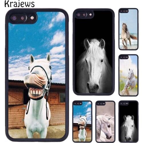 Krajews Superb Stunning Stallion White Horses Phone Case For iPhone 6 7 8 plus 11 12 Pro X XR XS Max Samsung S7 S8 S9 S10 PLUS