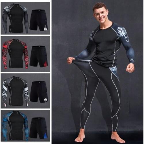 Running Casual Trousers New 3-Piece Sportswear Mens Gym Fitness Quick-Drying Breathable Long-Sleeved T-Shirt Jogging Suit