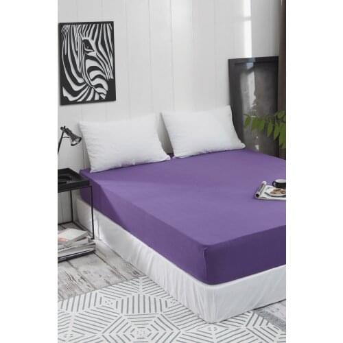 Pure %100 Cotton Combing Luxury Solid Purple Fitted Sheet Elastic Bed Linens Mattress Cover 160x200 Comfortable Modern 2020