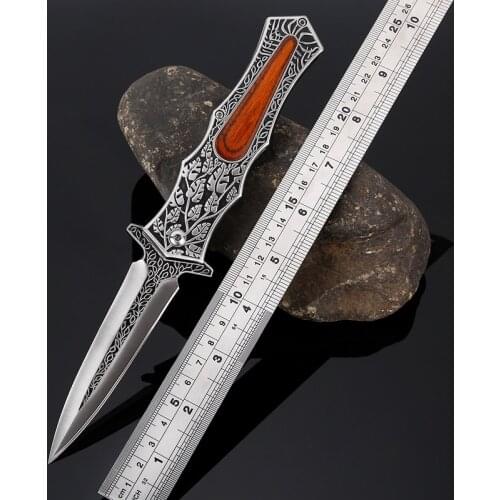 Folding Knife Survival Tactical Hunting Knife Outdoor Wood Handle 58HRC Combat Camping Pocket Knives EDC Defense Multi Tools