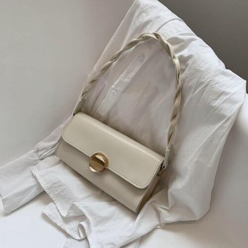 Shoulder Bag Woman Underarm Bags Baguette Bag Retro Weave PU Leather Handbag Purse Fashion 2021 New Trend Designer Bag Female