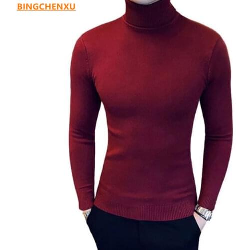 Sweater Winter Warm Turtleneck Sweater Men Fashion christmas sweaters Knitted Mens Sweaters Casual trendy Male Slim Fit Pullover