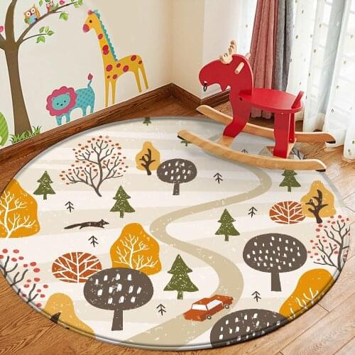 2021 Top Brand Fashion Children Flannel Carpet Baby House & Car Carpet Baby Round Play Childrens Carpet Mat