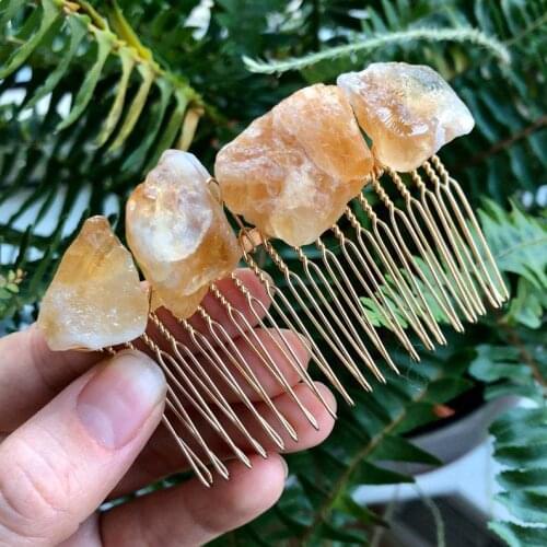 Wicca hair accessories raw natural crystal irregular crystal 20 tooth hair comb Witchcraft Accessories bridal party decoration