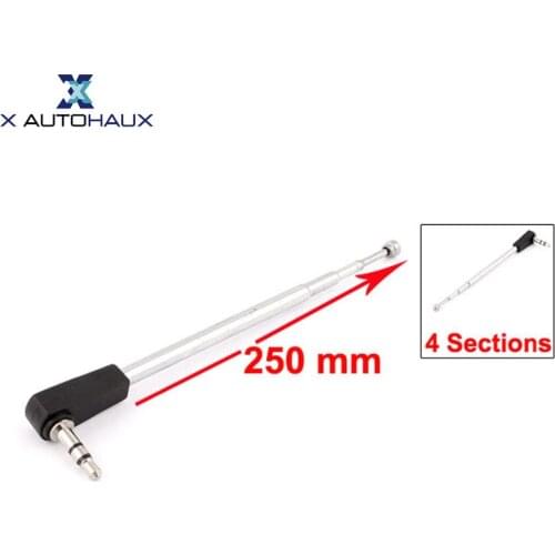 X AUTOHAUX Universal 25cm 4 Sections Audio Jack Fm Radio Tv Telescopic Antenna