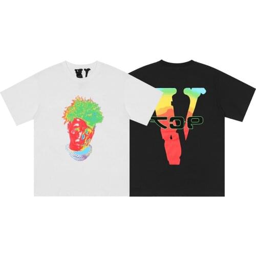 VLONE short-sleeved female couple loose street T-shirt hip-hop trend mens cotton casual letter printing V65652