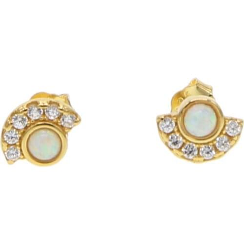 925 Sterling Sliver Fashion Jewelry opal tiny Round 2 Carat Cubic Zirconia Silver Stud Earrings for Women