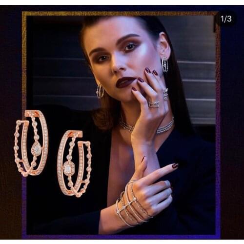 HIBRIDE Luxury AAA Cubic Zirconia Big Hoop Earrings for Women Wedding Dubai Jewelry Trendy Earrings boucle d'oreille femme E-716