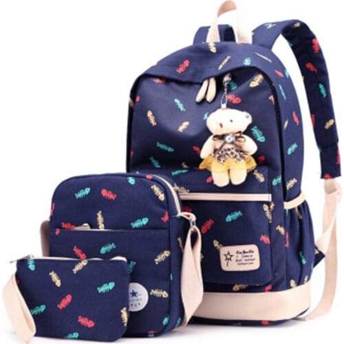 Women Backpack School Bags Star Printing Cute Backpacks With Bear For Teenagers Girls Travel Bag Mochila Orthopedic Schoolbag