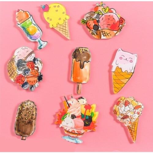 1 PC Cartoon Rainbow cake ice cream Brooch Acrylic Pin Badges Icons on The Backpack Medal Decoration Badge for Clothing