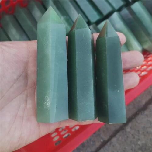 1PC Natural Aventurine Hexagonal Column Crystal Point Healing Wand Mineral Crystal Home Decoration Stone Study Room Decoration