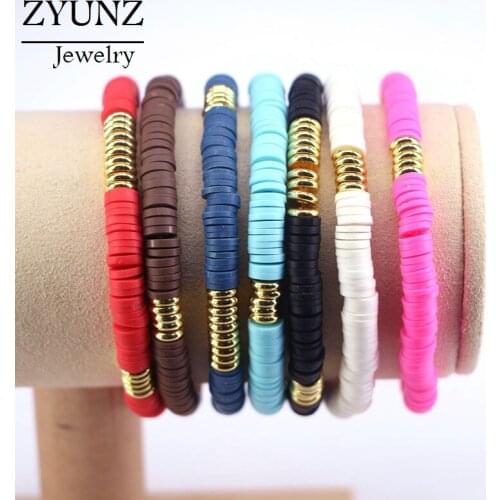 12PCS, Bracelet for Women 2020 New Fashion Polymer Clay Elastic Bracelets Female Girls Gift Jewelry