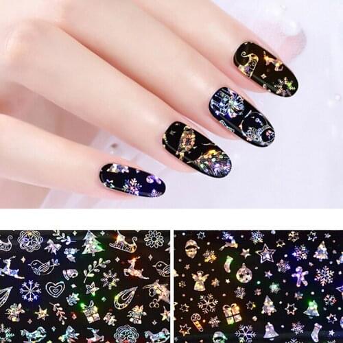 4pcs Christmas Snowflake Holographic Nail Foils Christmas Winter Nail Art Transfer Foil Sticker Paper Craft Decoration