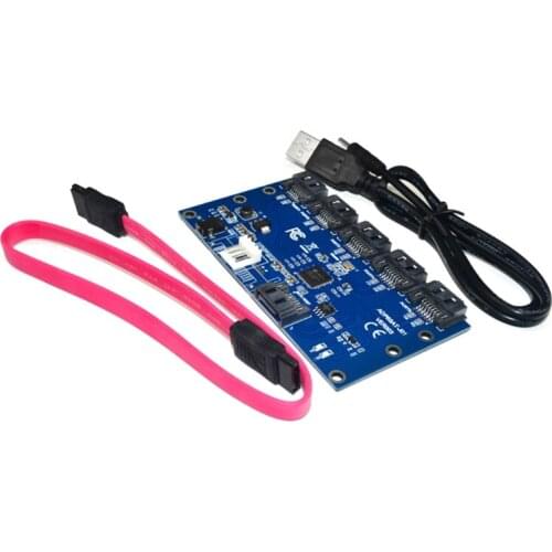 Mining 1 To 5 Port SATA PCI-E Adapter SATA Card 6 Ports SATA3.0 6Gbps Expansion Card PCIe SATA Controller Multi-Riser