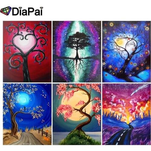DIAPAI 5D DIY Diamond Painting 100% Full Square/Round Drill "Cartoon tree illustration" 3D Embroidery Cross Stitch Home Decor