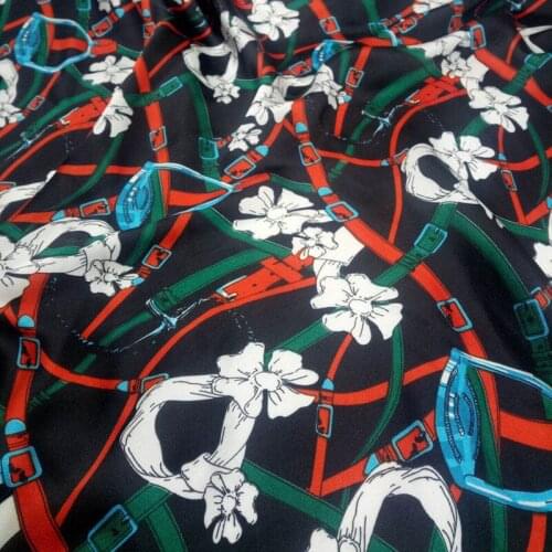 Glossy Chiffon Fabric Summer Silky Chiffon Printed Fabric Sunscreen Accessories Floral Printed Chiffon