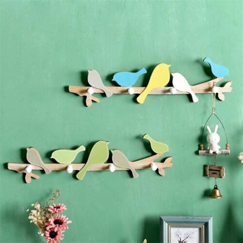 WOODEN RETRO BIRD WALL HANGER ENTRANCE KEY HOOK CREATIVE DOOR DECORATION HOOKS NOSTALGIA BEDROOM DECOR WALL SUNDRIES HANGERS