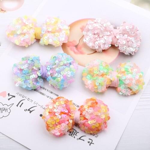 Girl Glitter Paillette Pads Patches Sequin Bowknot Appliques for Craft Clothes Sewing Supplies DIY Hair Clip Accessories
