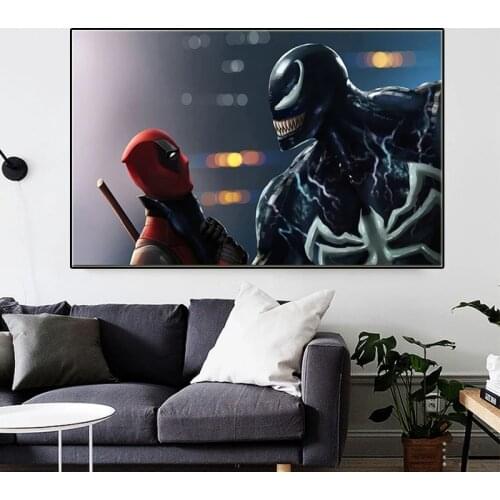 Disney Superhero Venom Spider Man Battle Anime Poster Animation Canvas Painting Wall Art Print Picture for Kid Living Hoom Decor