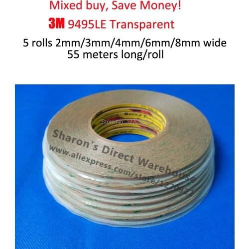 Mix 5x 2mm/3mm/4mm/6mm/8mm Strong Sticky 300LSE 9495LE Double Side Clear Tape for phone iphone ipad Tablet Display LCD Digitzer