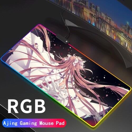Gaming Mouse Pad RGB Magical Girl Gamer Computer Mousepad LED Backlit Mause Large Mausepad XXL For Desk Keyboard Mice Mat