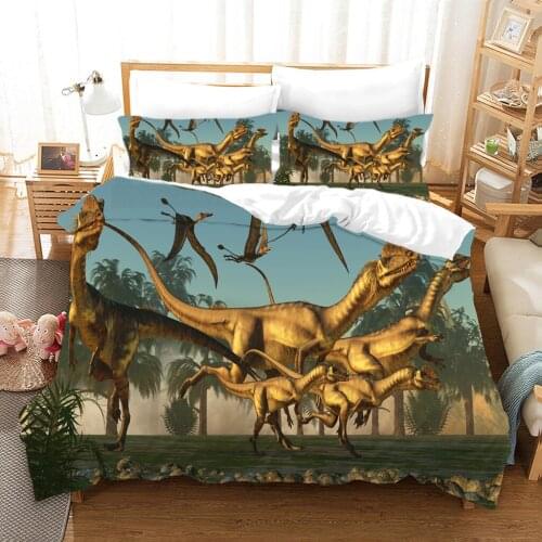 Dinosaurs Jurassic Bedroom Bedding Set Soft Comfortable Bed Cover+ Pillowcases Single Size Bedclothes Quilt Cover Sets 2/3 Pcs