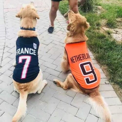 4XL 5XL 6XL Big Large Dogs Costume Pet Clothes World Cup Jersey Summer New Breathable Mesh Dog Vest For Teddy Golden Retriever