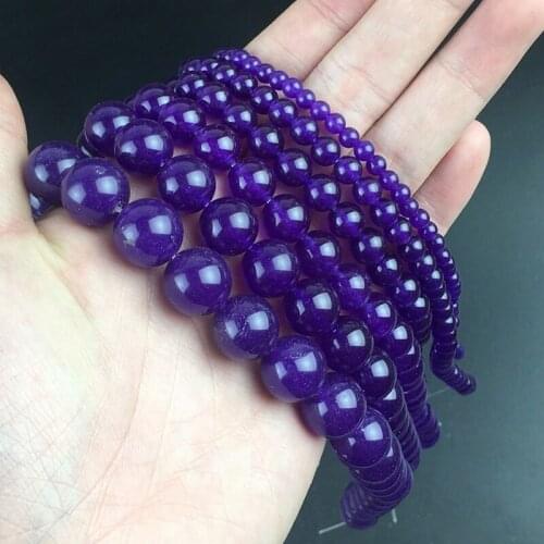 Natural Blue Purple Chalcedony Jades Stone Beads Round Loose Beads For Jewelry Making DIY Earrings Bracelet 15'' 4/6/8/10/12mm