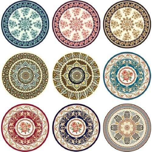 Round Vintage Mandala Printed Ethnic Style Living Room Carpet Balcony Tea Table Coffee Shop Bar Bedroom Decor Floor Mat Rug