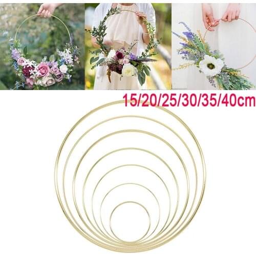 15/20/30/35/40cm Metal Hoops Home Door Gold Iron Metal Ring Wreath Wall Hanging Ornament Wedding Decoration Spring Party Decor
