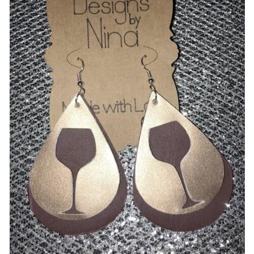 Multi-layer Fashion Pu Earrings Leather Earrings Trendy European and American Style Wine Glass Leather Earrings Ethnic Style