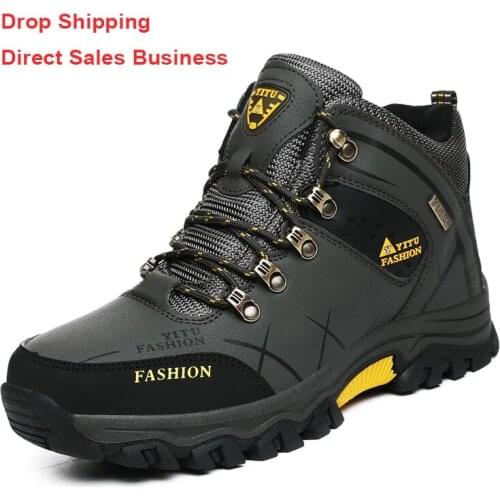 Men Winter Snow Boots Waterproof Leather Sneakers Super Warm Mens Boots Outdoor Male Hiking Boots Work Shoes Direct Delivery