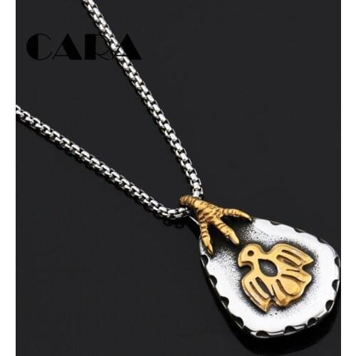 2019 New Arrival Indian Vintage Eagle Claw pendant necklace 316L Stainless steel mens trendy punk necklace jewelries CAGF0392