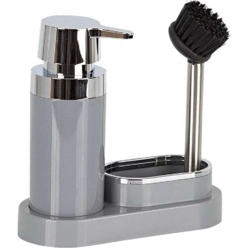 Prima Nova Bathroom Kitchen Sink For Gray Brush Set Liquid Soap Dispenser Stylish Modern Design Gift Liquid Soap Dispenser and Brush