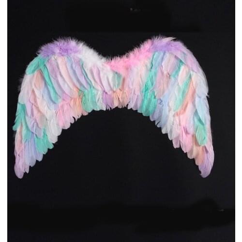 S M L Angel Feather Wings Fancy Dress Up Costume Birthday Party Props Gift Cosplay Rainbow Colors for Women Girls Princess