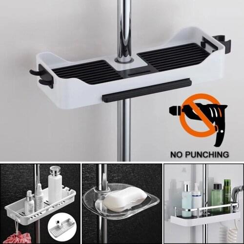 New Shower Storage Holder Rack Organizer Bathroom Shelf Shampoo Tray Stand No Drilling Floating Shelf For Wall Household Item