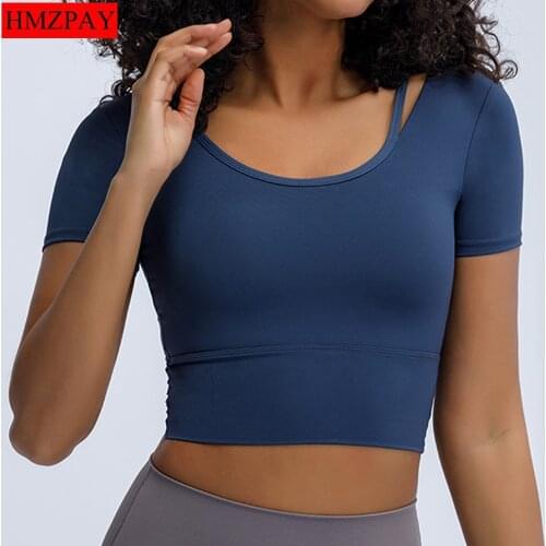 Fitness Clothes Womens Short-Sleeved Beauty Back Sports Top Crop Are Thin Running T-Shirt Tight-Fitting Net Red Yoga Clothes