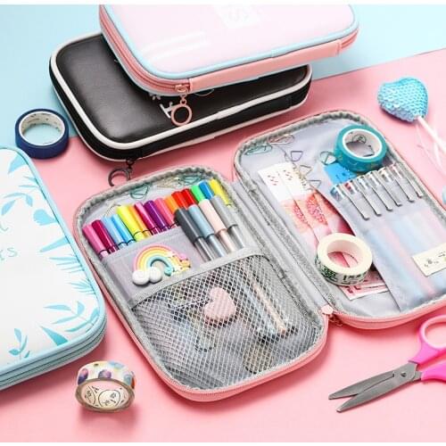 Creative Pencil Case Canvas Zipper Large Capacity Cute Basic Pencil Box Portable Storage Bag for Pad Pens School Stationery