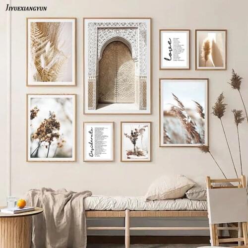 Dried Flower Plant Beige Reed Wheat Nordic Posters And Prints Wall Art Canvas Painting Wall Pictures For Living Room Home Decor