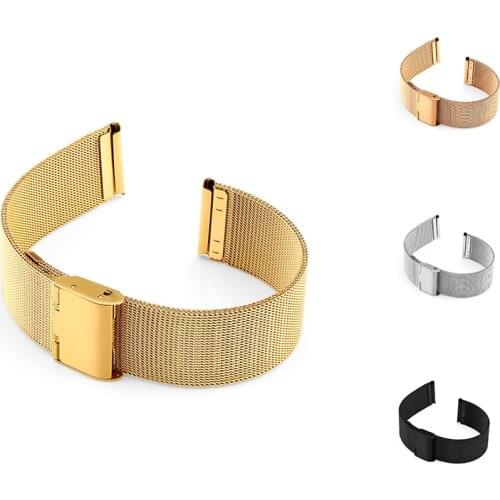 New Milanese Universal watchband 12/14/16/18/ 20/ 22mm Rose Gold Stainless Steel Strap Replacement Bracelet for Smart Watch