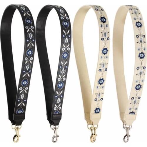 2018 Embroidered Split Leather Wide Strap Handbag Accessories 110 CM Length For Crossbody Shoulder Belt Ripple Floral Bag Strap