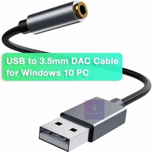 USB Sound Card 32bit Audio Card for PC DAC Adapter Cable USB to 3.5mm Jack for Win10 Mac Linux for Headset Earphone MIC ALC4050