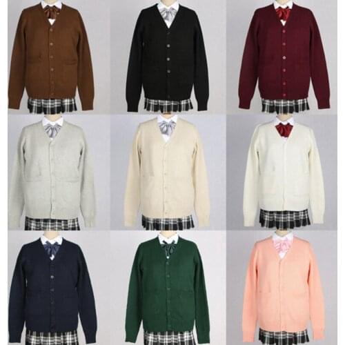 Stock JK Uniform Cardigan Sweater Thickened Seven Needle Cos School Uniform Cotton 100% Oversized Knitted Cardigan Sweet Girls