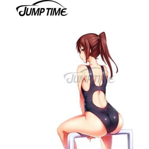 Jump Time 13 x7.5cm For Sexy Anime Girl Decal Creative Graphics Car Stickers Vinyl Material Graffiti Sunscreen Occlusion Scratch