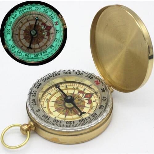 High Quality Camping Hiking Pocket Brass Golden Compass Portable Compass Navigation for Car Outdoor Activities