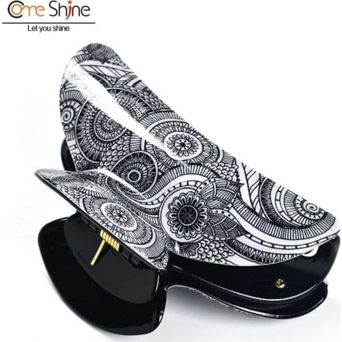 2021 New Hair Claw Clip for Women Tough Black Floral Plastic Large Size Hair Clamps Claw Clip Crab for Hair Accessories 21001